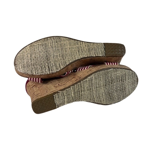 TOMS Sienna Cork Wedge Sandal W9 Open Toe
Criss Cross Cherry Red White Stripe - Picture 3 of 11